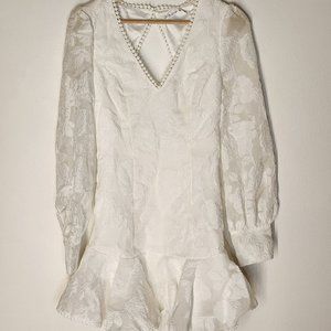 Selfie Leslie - Lace Mini Long-Sleeve Dress - White